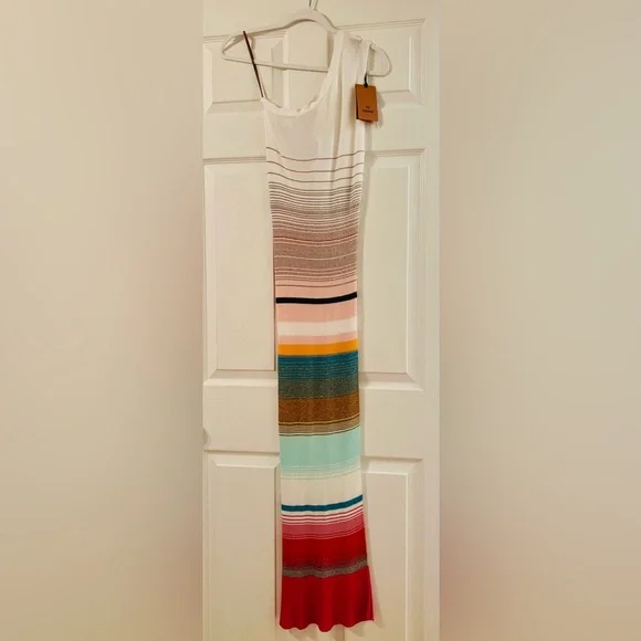 Missoni Maxi Dress Cover Up Striped Knitted One Shoulder Bodycon Slit S - Picture 6 of 15